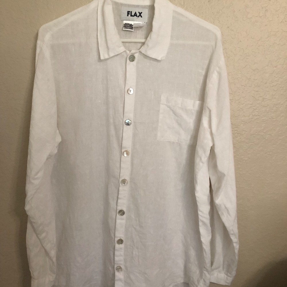 FLAX linen long sleeve button down shirt blouse